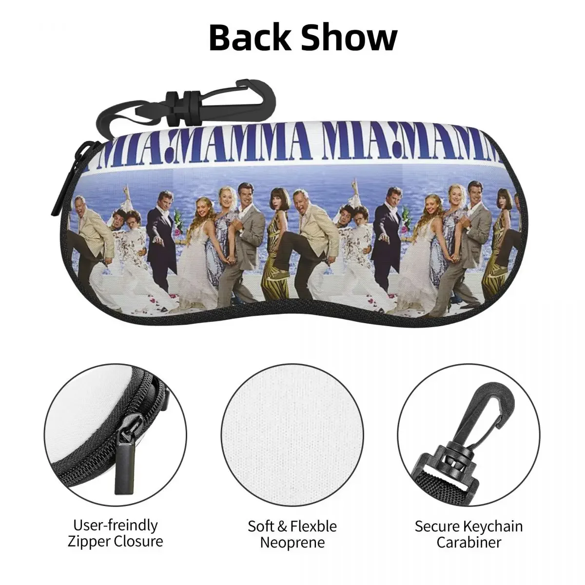 Mamma Mia Cast Poster Shell Estuche para gafas Caja protectora para gafas de sol Mujeres Hombres Bolsa suave para gafas