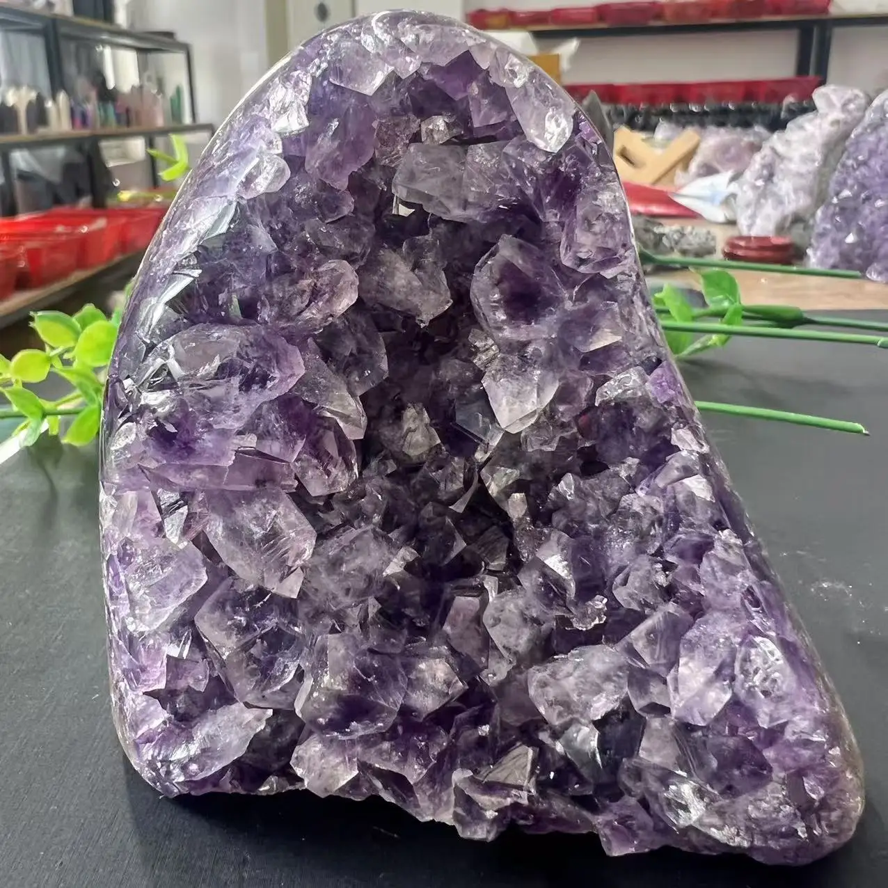 546g 9.5cm Natural Uruguay Dream Amethyst Quartz Crystal Cluster stand