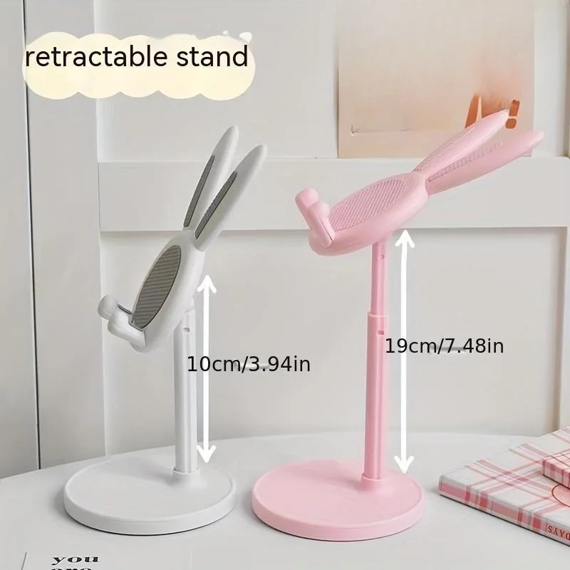 Cartoon Bunny Desktop Mobile Phone Holder Stand Smartphone Tablet Bracket Adjustable Telescopic Lifting Lazy Bracket