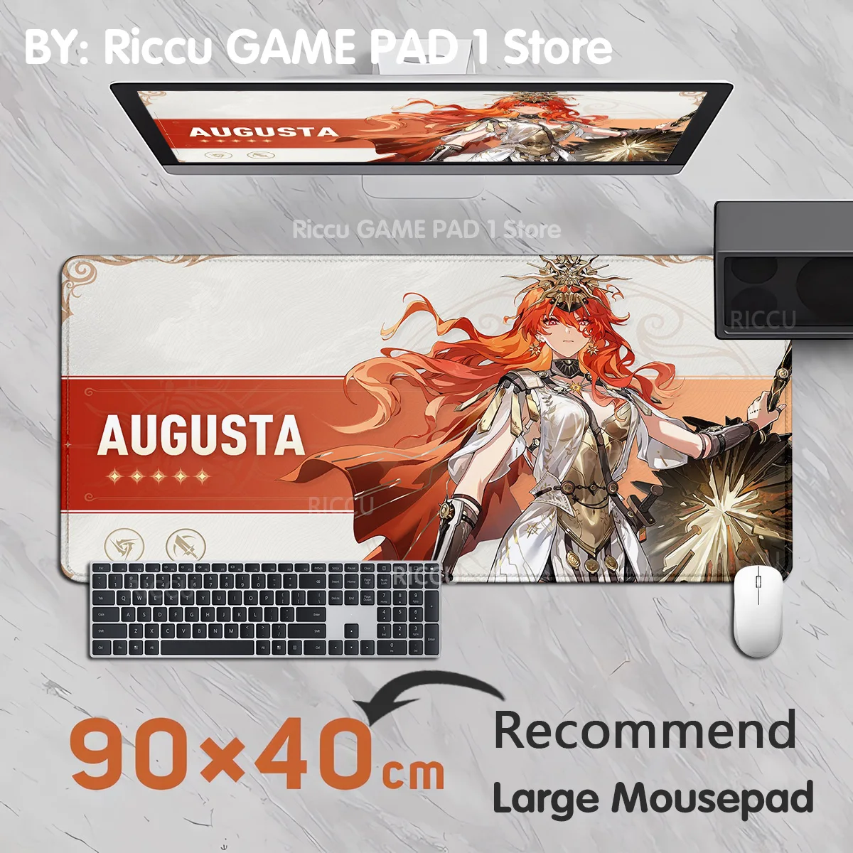 

Augusta Wuthering Waves Rubber Mouse Pad Game Laptop Play Mat Extra Large Kawaii Anime Non-slip Mouse Pad PC Gaming Accessories
