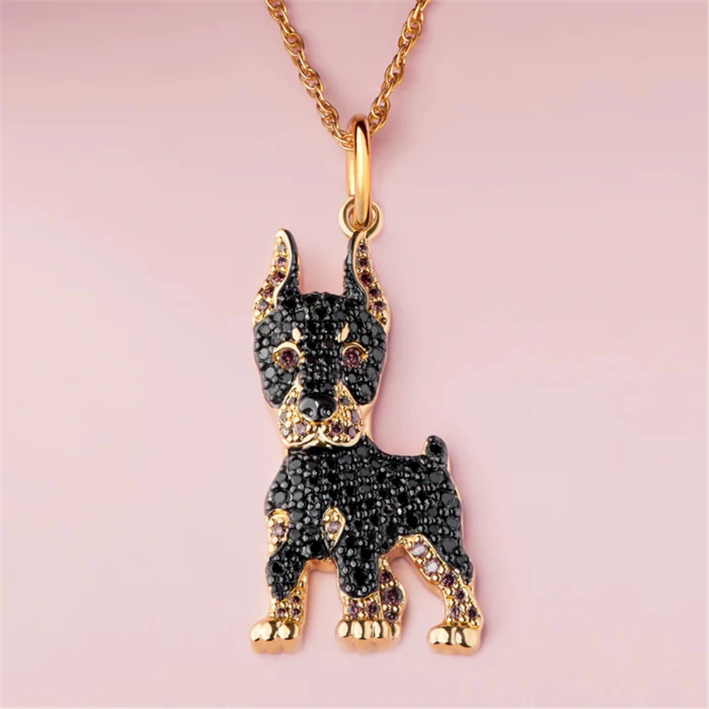 Domineering and Handsome Doberman Dog Pendant Necklace for Women Elegant Pet Puppy Jewelry Animal Accessories Gift for Dog Lover