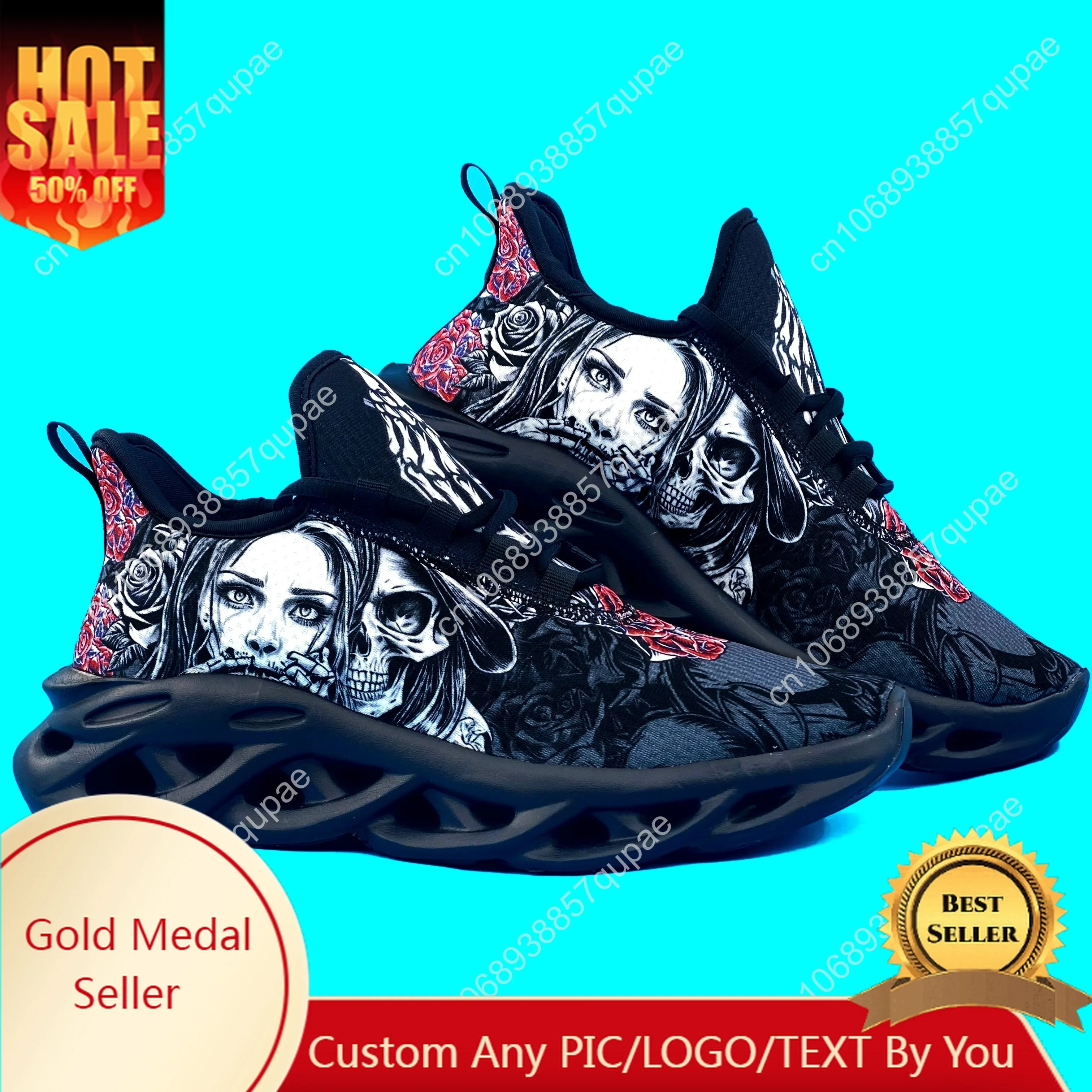 

Кроссовки с графическим принтом черепа и ведьмы, мужские и женские спортивные кроссовки для бега, высококачественные кроссовки для самостоятельной кастомизации