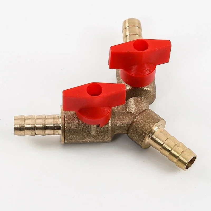 1pc 8mm 10mm Hose Barb Y Type Three 3 Way Brass Shut Off Ball Valve Pipe Fitting Connector Adapter For Fuel Gas Water Oil Air