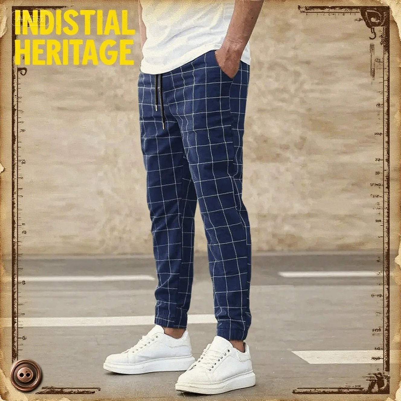 

Spring and Autumn Men's Striped Pants Sportswear Work Pants Loose Waist Multi functional Pants