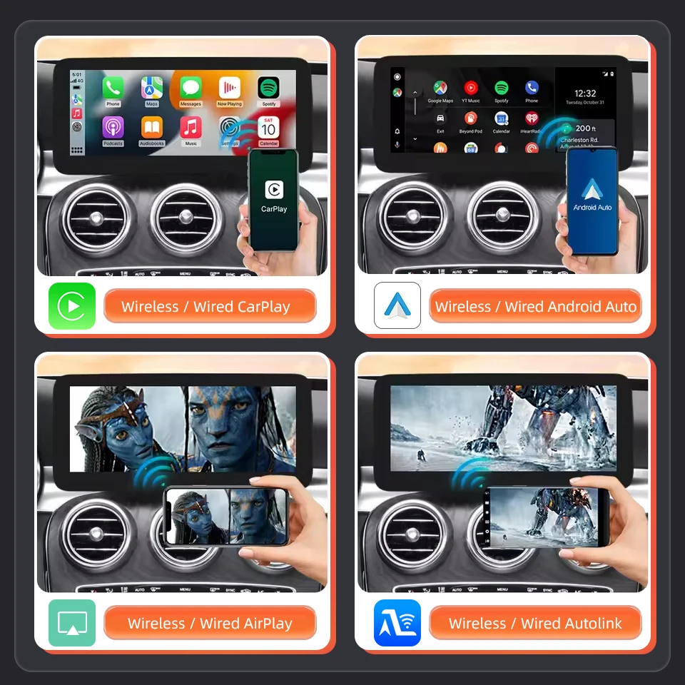 شاشة لينكس لمرسيدس بنز CLA C117 12-15 NTG4.5 Carplay اللاسلكية أندرويد السيارات الوسائط المتعددة لتحديد المواقع بلوتوث