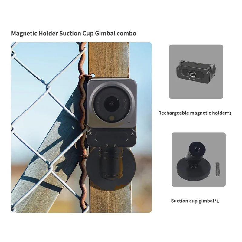 【ABUP】شحن حامل ثلاثي القوائم بمفصل كروي مغناطيسي قابل للتعديل لـ DJI Action 2 3 4 حامل كاميرا رياضي للسيارة