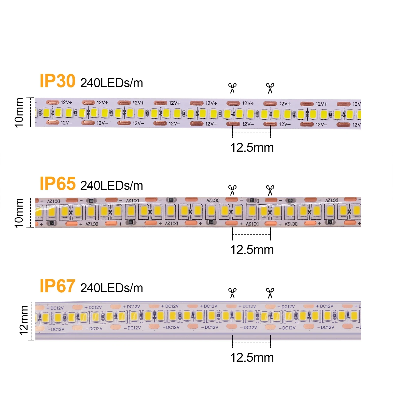 5M 12V 24V LED Strip 2835SMD 1200LEDs Flexible Tape Light Ribbon for Room Decor White Warm White Natural White IP30/IP65/IP67