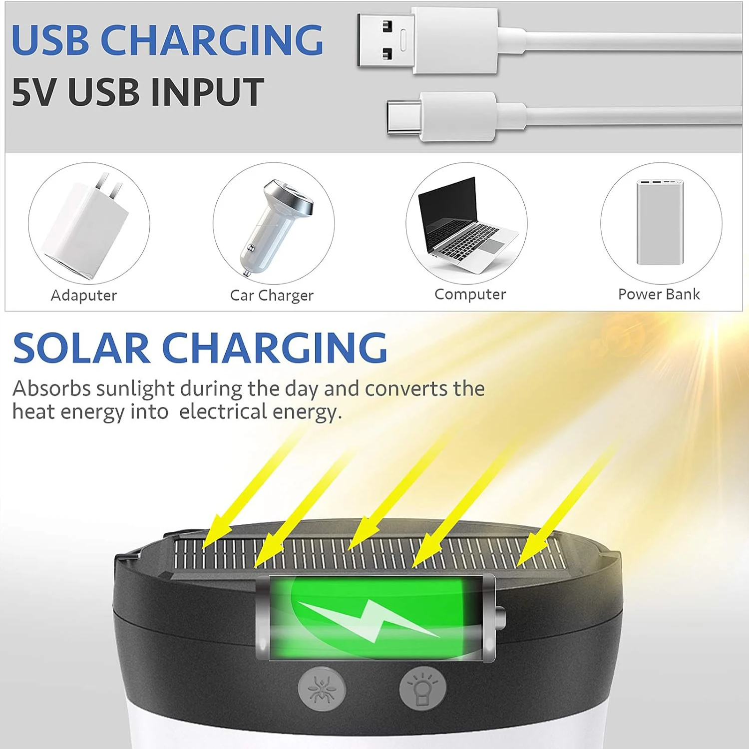 3000V Solar Mosquito Killer with 360° UV & 10H Runtime – USB-C Charging, 3 Lighting Modes, Safe for Kids/Pets, Ideal for Patio, Camping, Garden