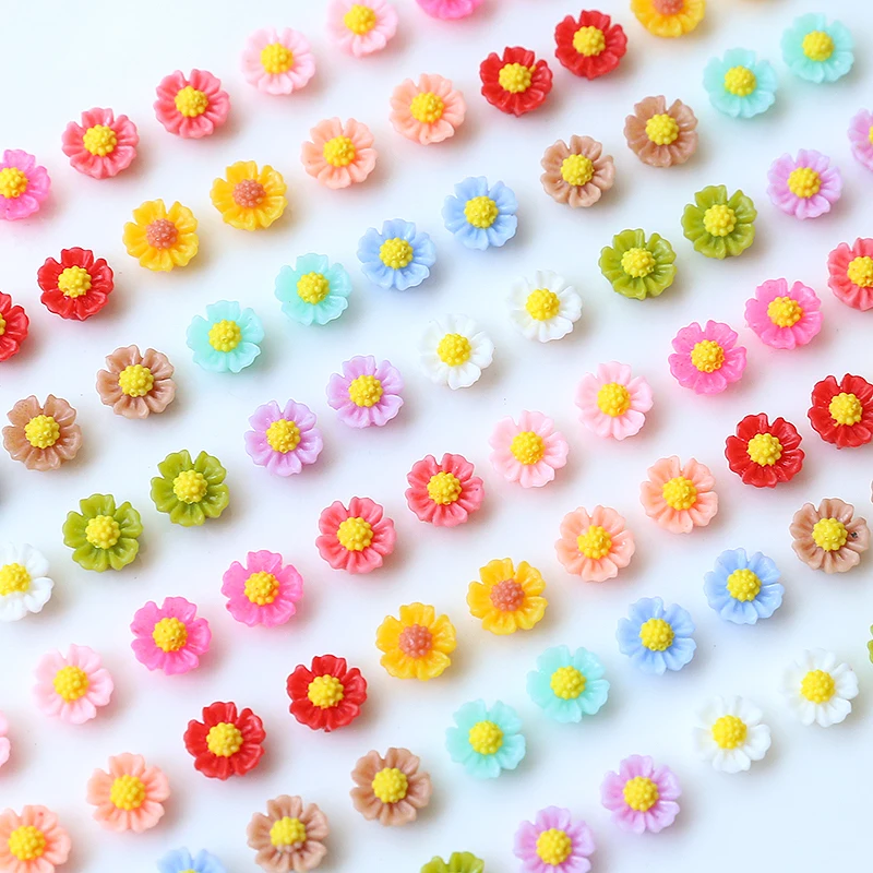 20pcs Mini Five-petal Flower Ins Wind Cute Resin Small Patch Diy Handmade Jewelry Earring Accessories Material Nail Charms