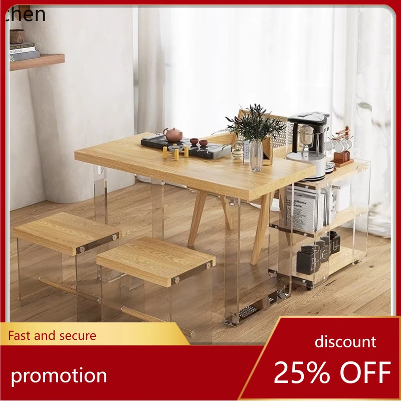

Hxl solid wood acrylic floating balcony tea table and chair set