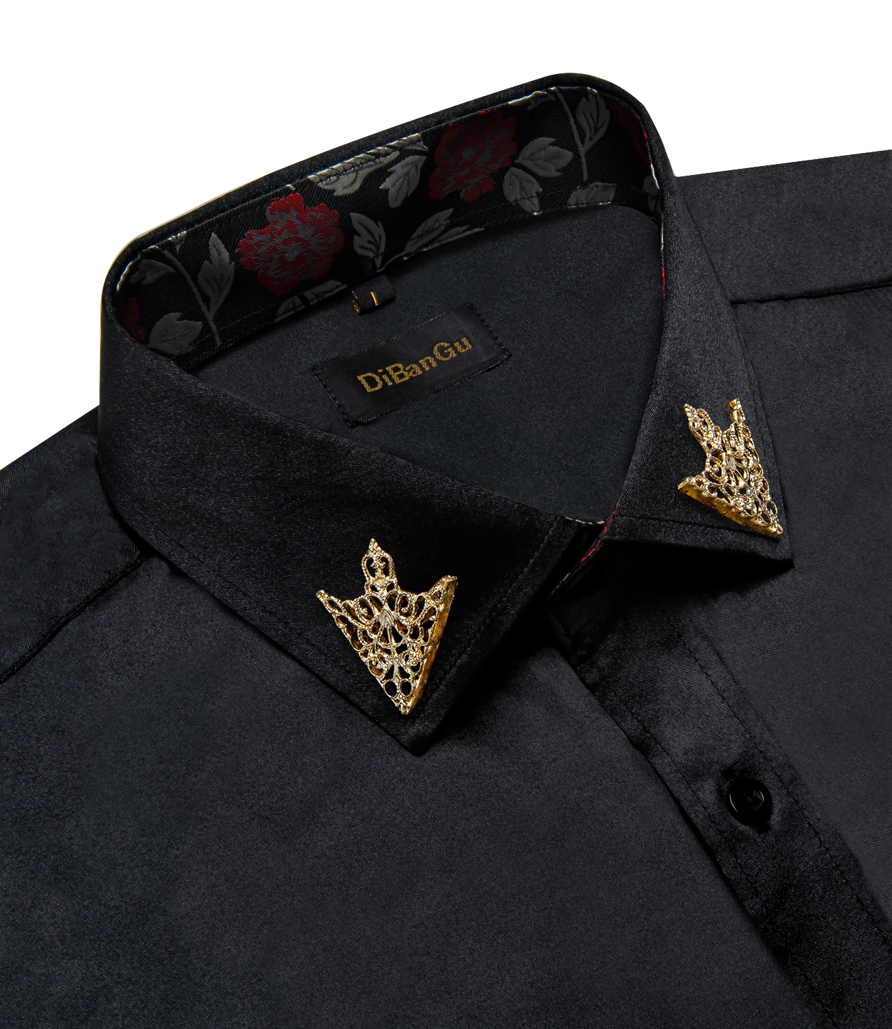 Black Men Luxury Shirt Party Shirts For Men Wedding Hanky Tie Suit Spring Automn Formal Long Sleeve Classic Male Tops Free Ship