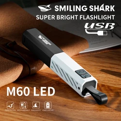 1pcs SMILINGSHARK SD1020 Super Bright M60 LED Flahslight, USB Rechargeable Zoomable ABS Torch, for Outdoor Camping, Hiking