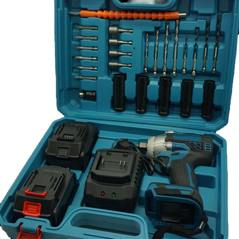 High-Torque 500Nm Cordless Impact Wrench Set Industrial Grade Power Socket Kit with Electric Tool Box Battery Factory Price