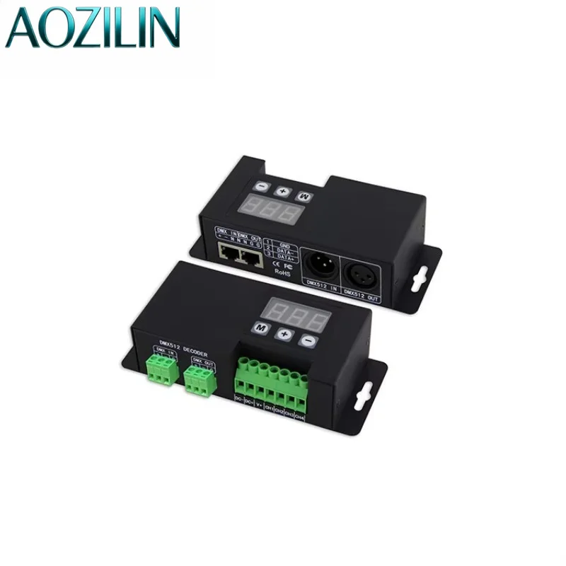 AOZILIN BC‑854‑CC DMX512 LED Decoder Controller,700mA 4‑Channel RGBW Driver With XLR‑3R RJ45 Terminal Block Port