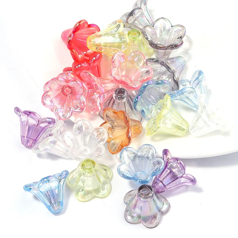100 teile/los Bunte Acryl Perlen Blume Form Perlen Kappen Lose Spacer Perlen Für Schmuck Machen DIY Armband Halskette Zubehör