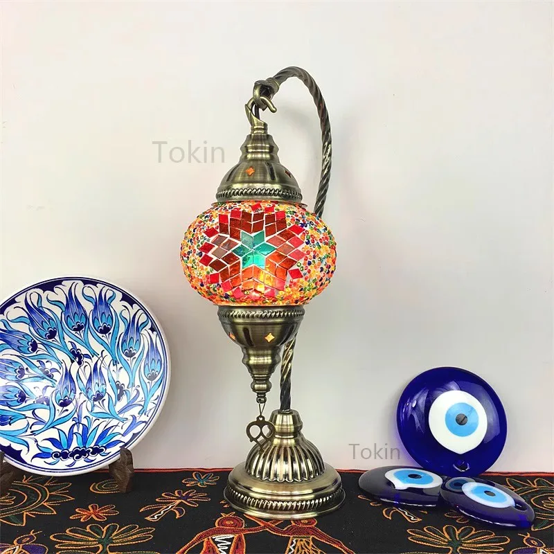 

Moroccan Table Lamp Vintage Romantic Bedroom Dining Room Hotel Bar Türkiye Handmade Glass Table Lamp