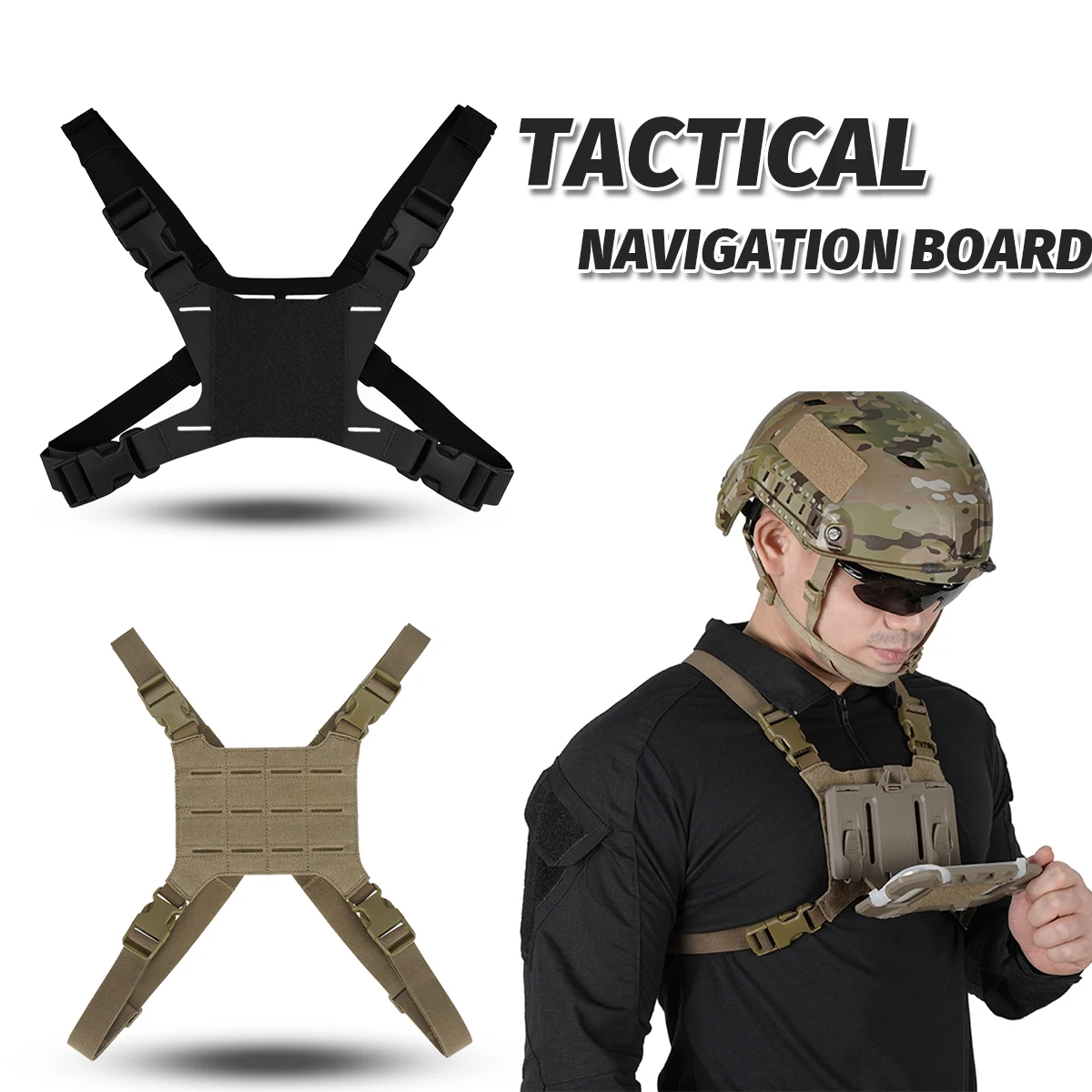 

Tactical Chest Mount Harness Strap Mobile Phone Folding Navigation Holder Adjustable Portable Lightweight Airsoft Map Case Base