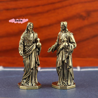 Handmade Brass God Statue Vintage Style Small Copper Figurine Creative Desktop Decor Home Ornament Cross Border Craft Artwork