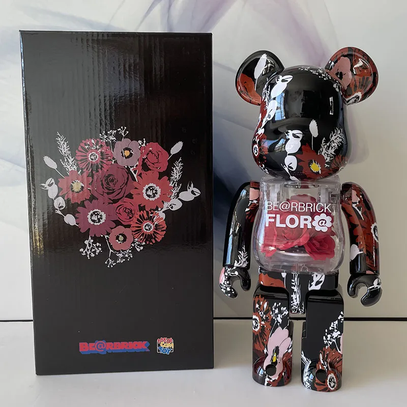 400% BE@RBRICK Bearbrick Sunflowers Design 28cm Great Toy Bear Gift for Valentine's Day Collectible Figurine Graffiti Earth