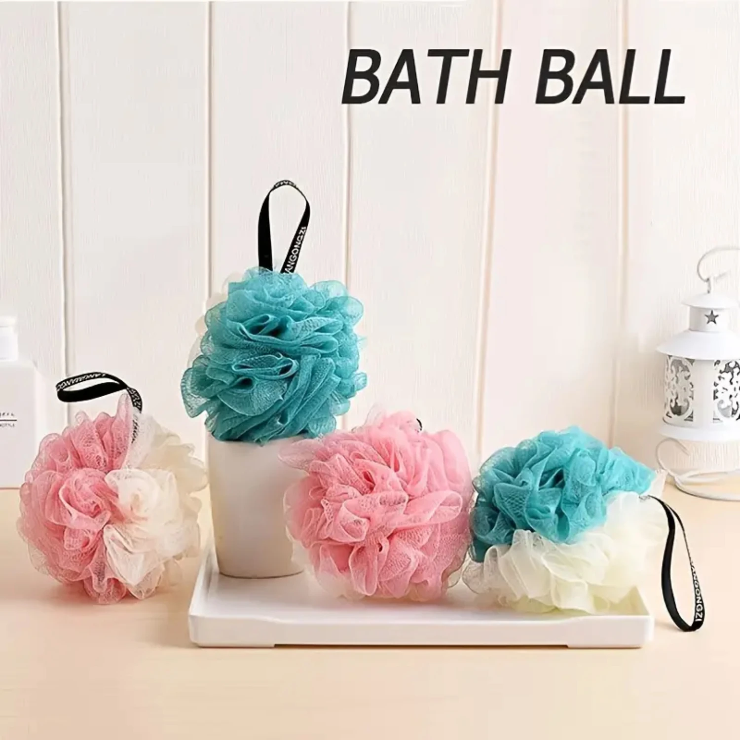 Large Size Bath Flower Bubble Bath Ball Set - Girly Bubble Bath Towel and Back Scrub Kit