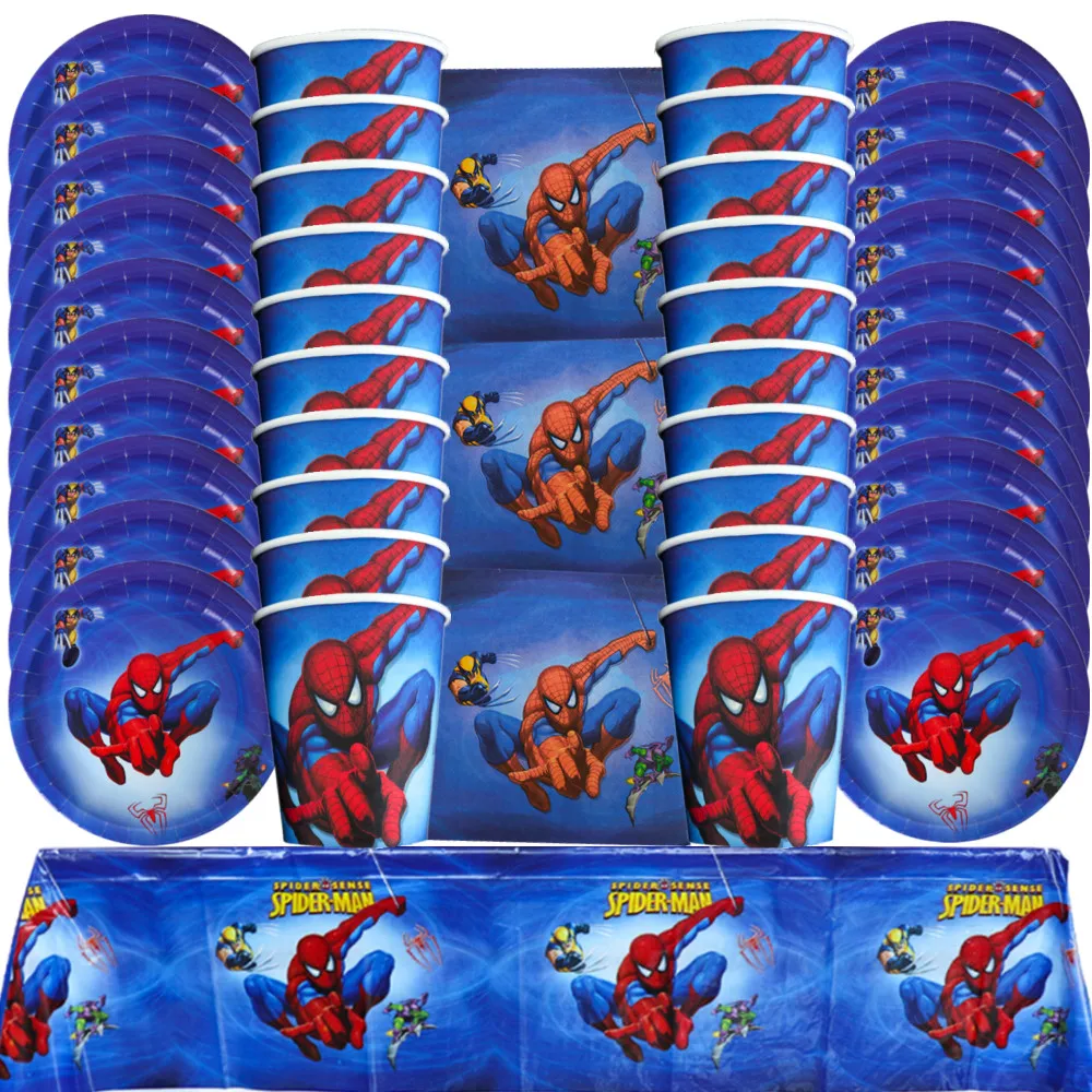 

Spiderman Happy Birthday Party Decoration Kids Disposable Tableware Plate Tablecloth Cups Baby Shower Event Party Supplies Favor