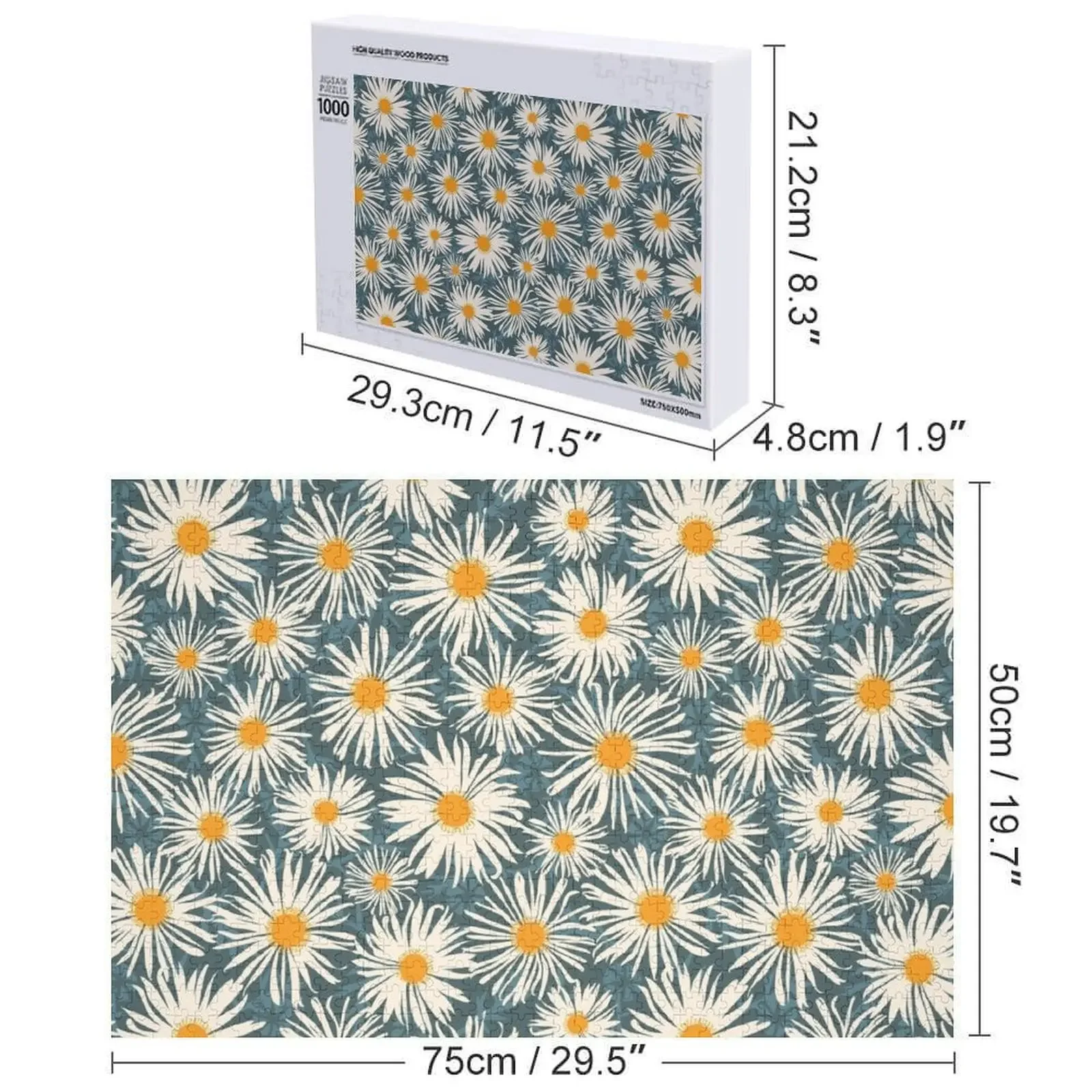 Puzzle con motivo floreale margherite giganti, doganale con foto, animali in legno, foto personalizzata, regali personalizzati