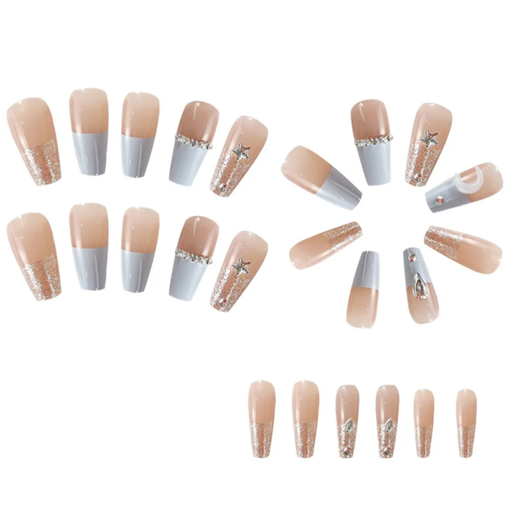 Einfach zu bedienen gepresste falsche Nägel haltbare französische falsche Nägel stilvolles Design natürlich aussehendes Ergebnis Nagel chips kurze Nagel maniküre