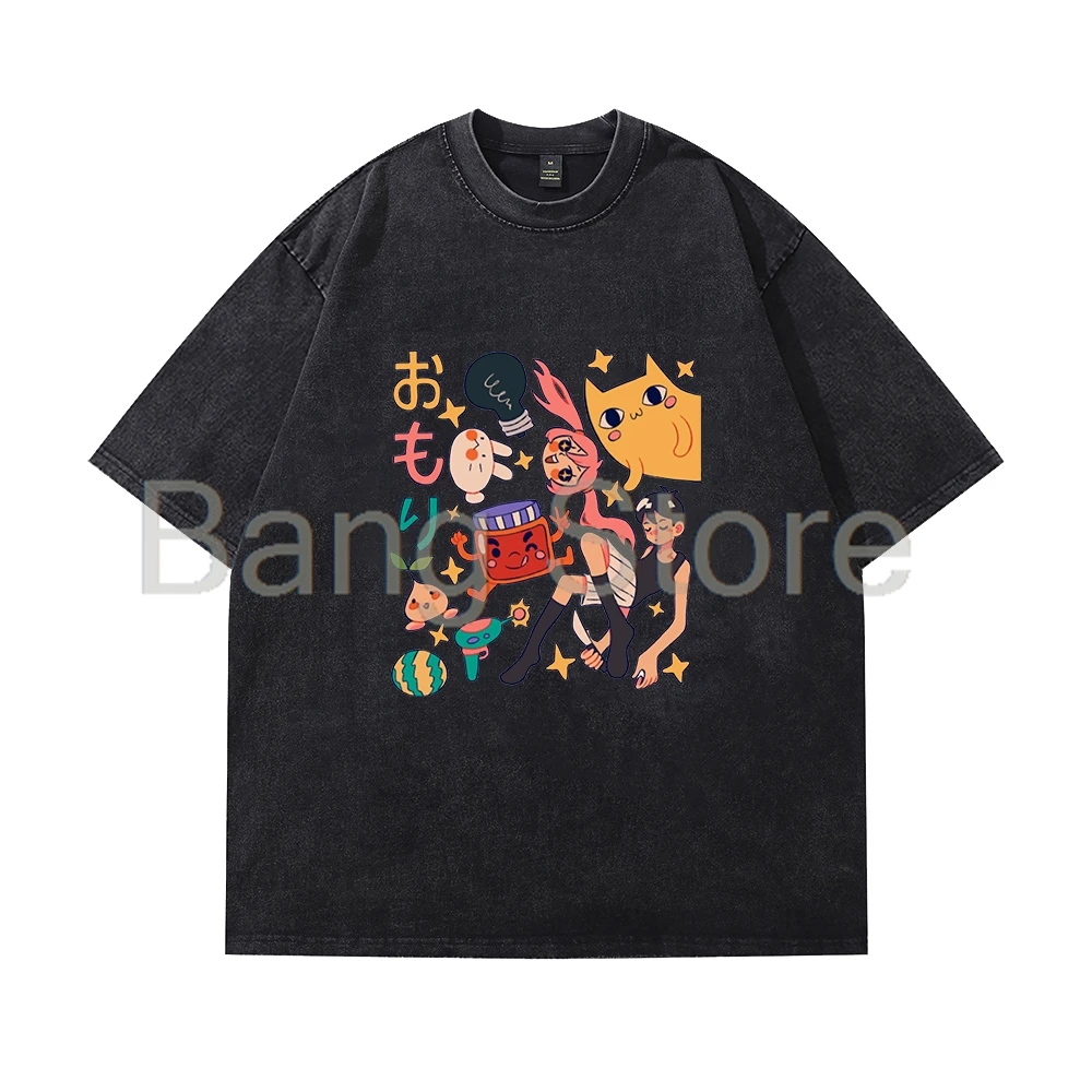 Omori Merch Washed Cotton Tee Unisex T-shirt Crewneck Short Sleeve Tops