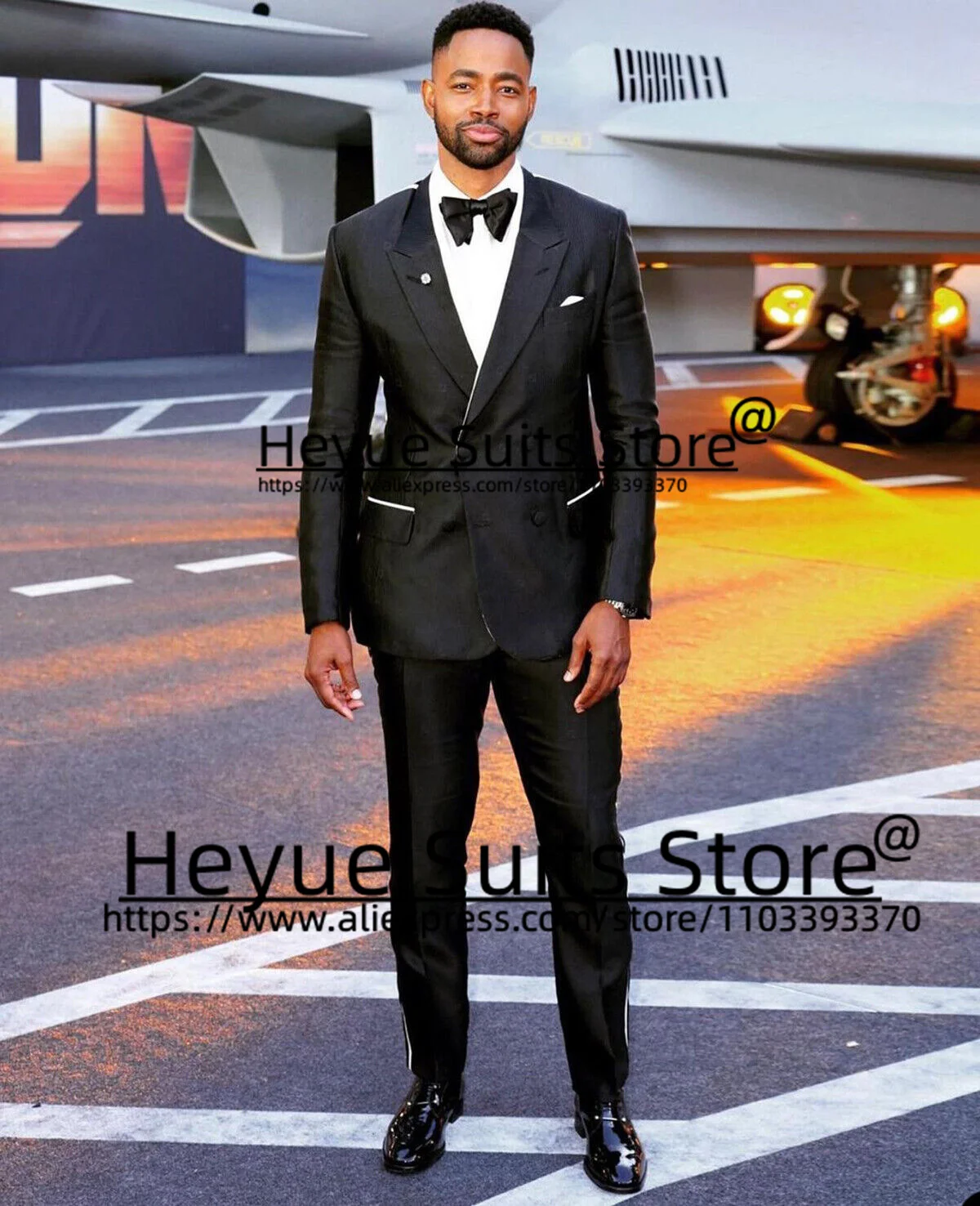 Black Luxuly Prom Men Suits Slim Fit Double-breasted Groom Wedding Tuxedos Party 2Pieces Sets Business Male Blazer Costume Homme