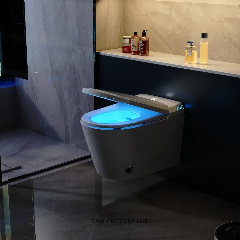 

New Intelligent Auto-Washing Toilet with S-Trap Drainage Wall-Mounted Remote Control Features Seat Heating Advanced Functions
