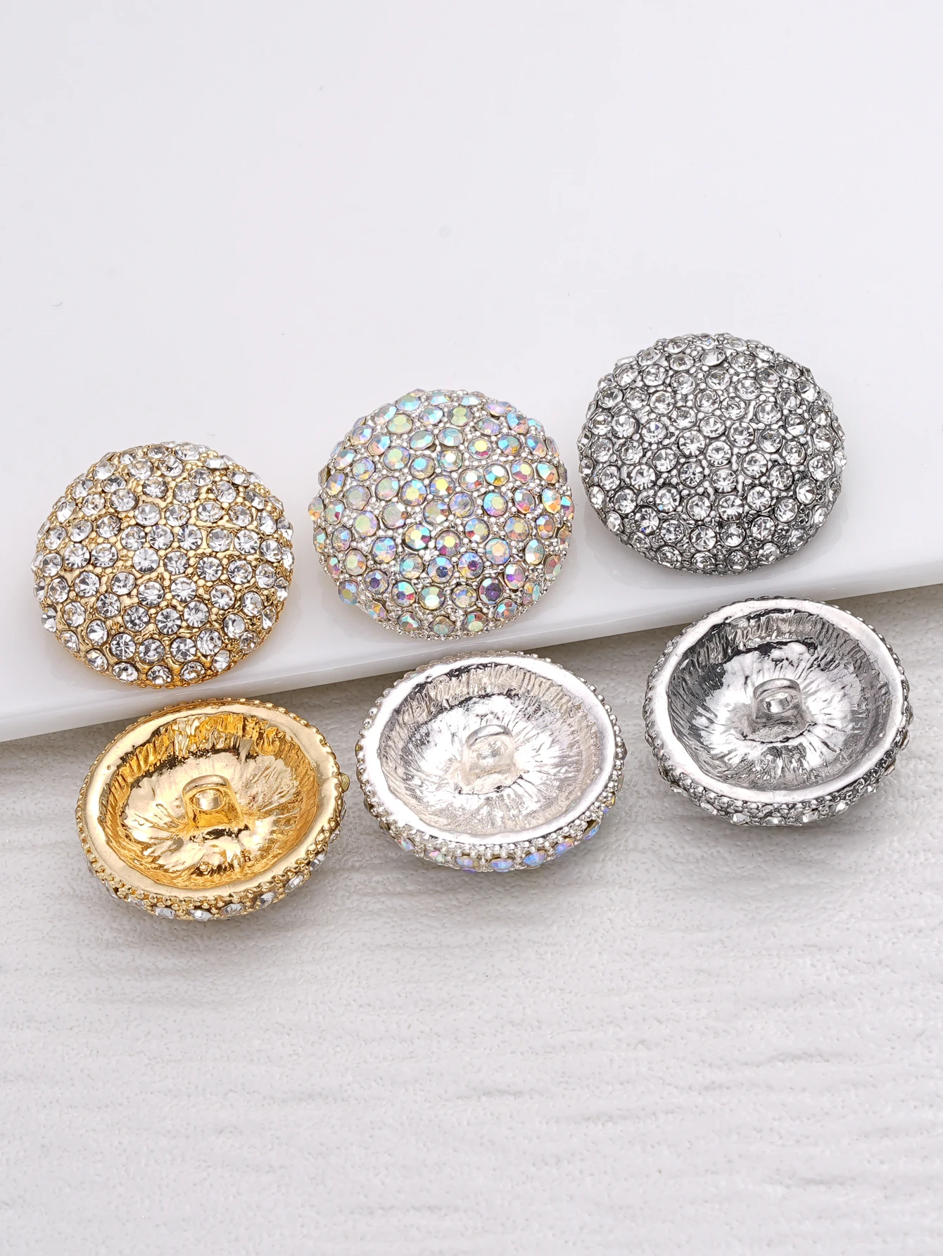 3Pcs/Set 16/21/25MM Metal Full Rhinestone Buttons Shirt Sewn Buttons DIY Round Decorative Buckle Handmade Sewing Accessories