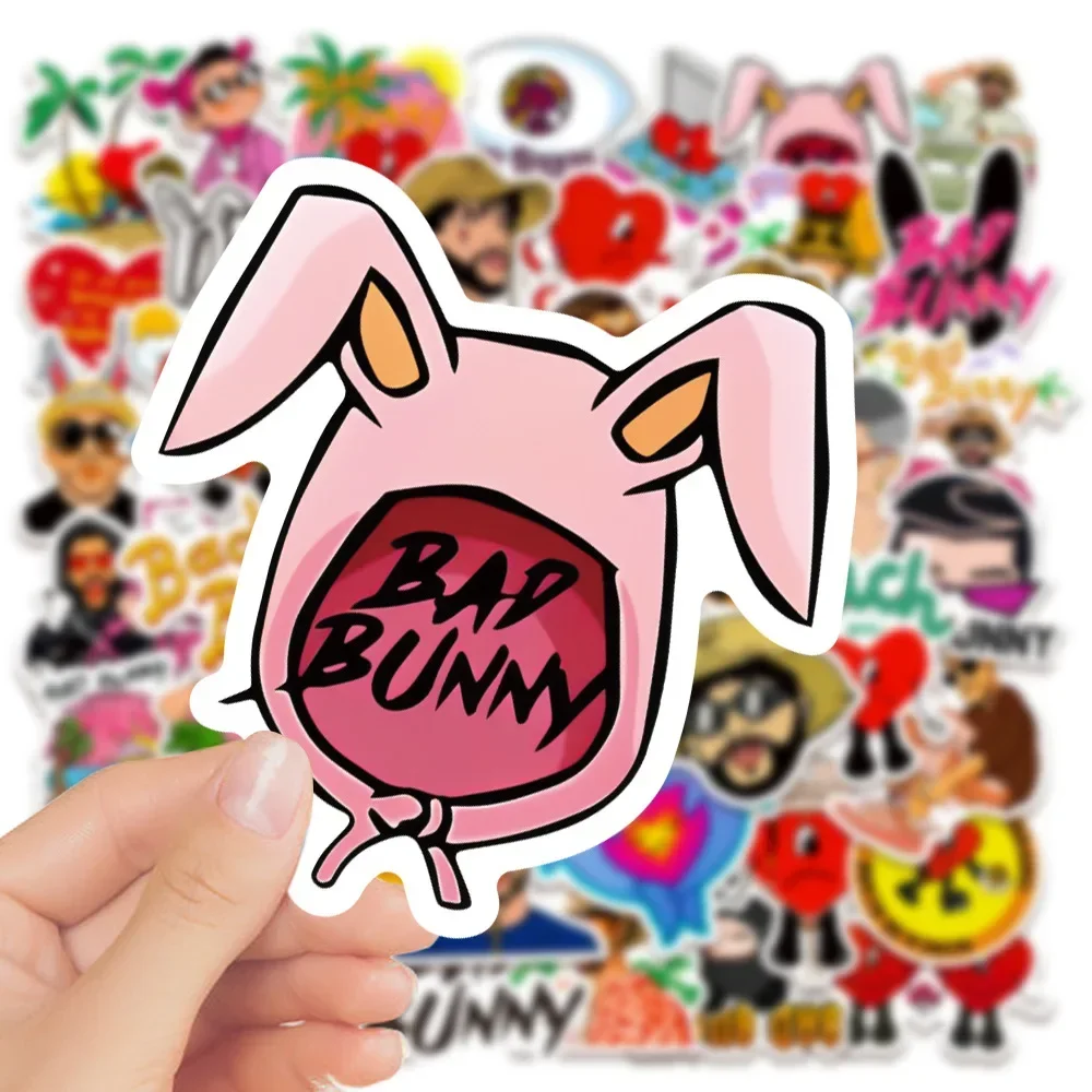 50PCS Sänger Schlechte Bunny Aufkleber Cartoon Graffiti Aufkleber DIY Laptop Koffer Kühlschrank Notebook Aufkleber Für Teenager Spielzeug Geschenk