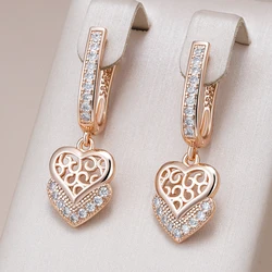 Kienl Hot 585 Rose Gold Color Geometry Long Earring for Women Trend Glossy Metal Natural Zircon Accessories Vintage Jewelry