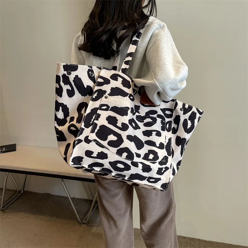 Leopard Design 2024 Korean Fashion Shopper Big Shopping Bags Women Handbag Lady Shoulder Bag Large Tote Bag Girl Handbag Canvas