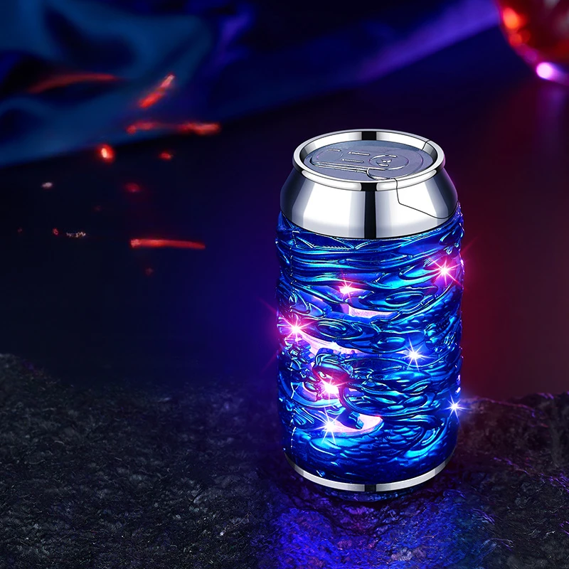 Mini Dragon Pattern Can Shape Windproof Lighter Cool Flame Body Luminous Lighted Smoking Gift for Men Smoke Accesoires