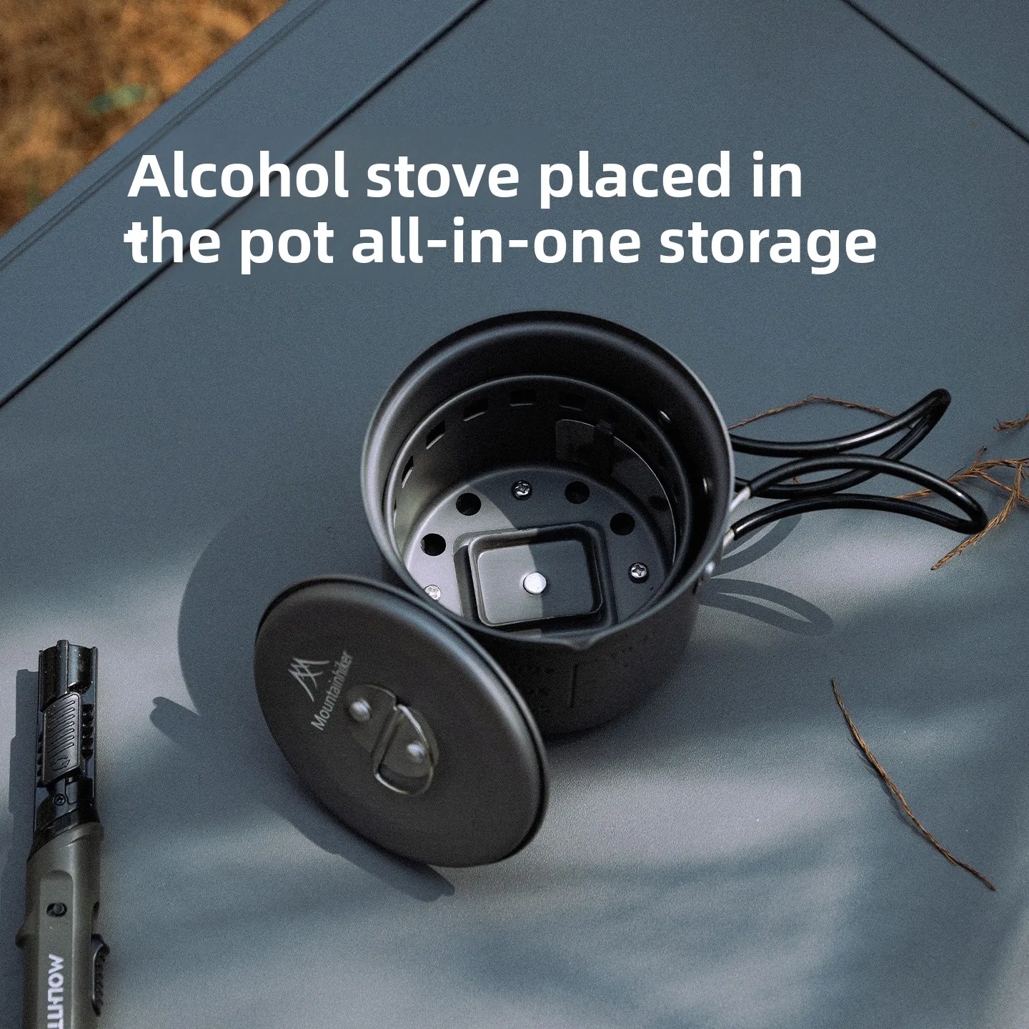 MOUNTAINHIKER New Outdoor Camping Alcohol Stove Set All-in-one Portable Lightweight Aluminum Alloy Stove Pot Cooking Accessory view 4