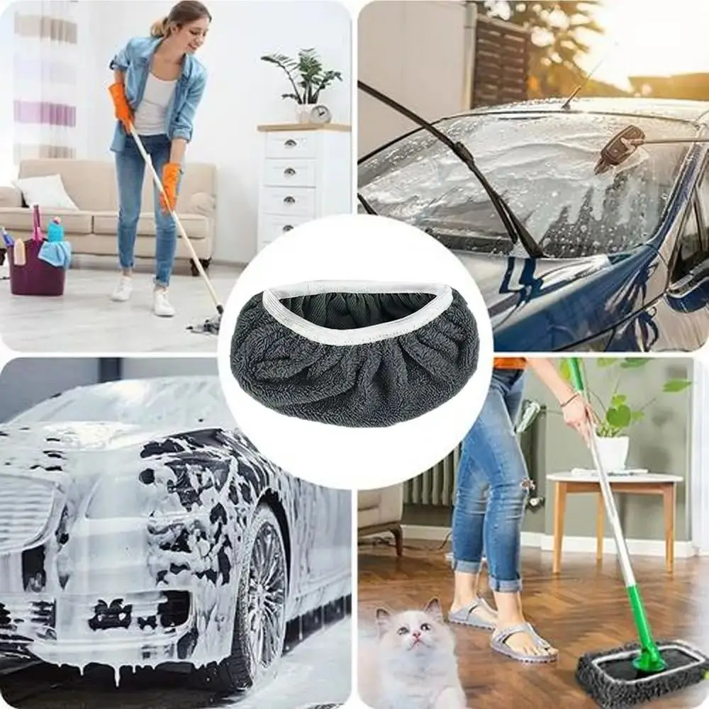 4Pcs Durable Absorbent Sponge Microfiber Mop Pads Reusable Flat Mop Head Mop Cloth Washable Sweeping Cloth for Wet&Dry Cleaning