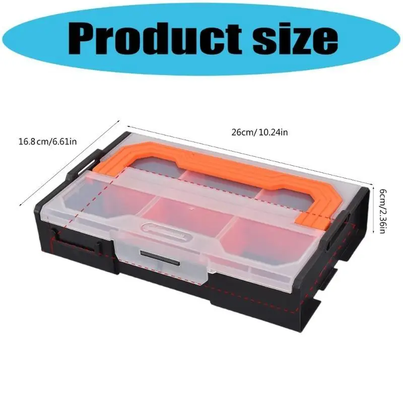 Imagen 7: Caja organizadora almacenamiento herramientas plástico resistente 652F con cubierta superior transparente y para