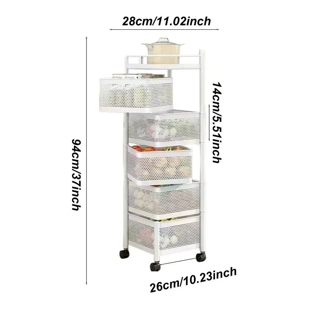 

New Rotatable Kitchen Storage Rack Multi-layer Large Capacity Storage Trolley Floor-standing Type Kitchen Shelves Kitchen Use