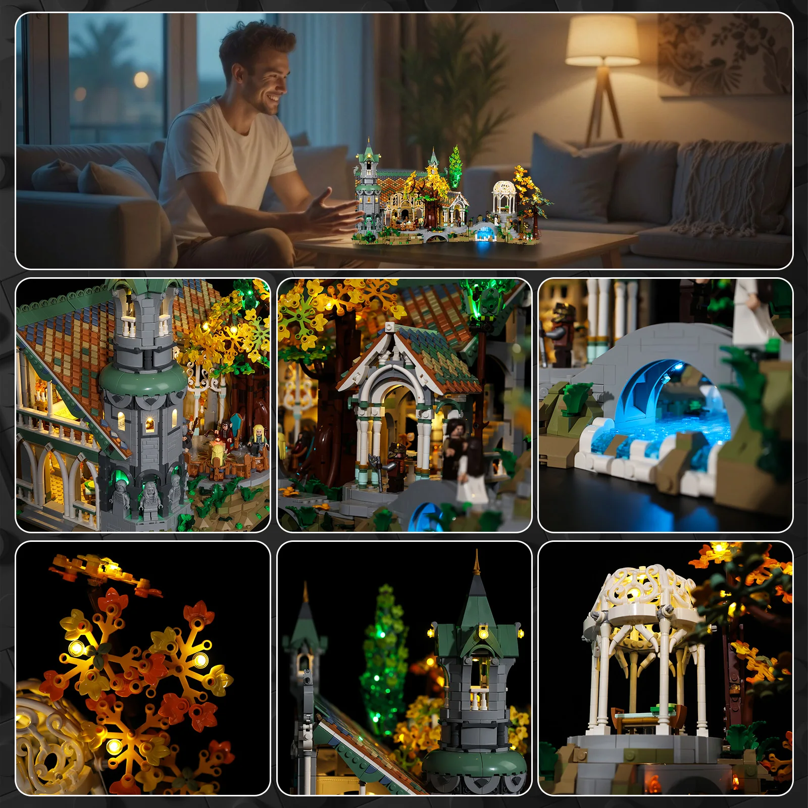 Kyglaring LED Light Kit suitable for Lego 10316 THE LORD OF THE RINGS: RIVENDELL Decorative Lamp Not Lego Building Blocks