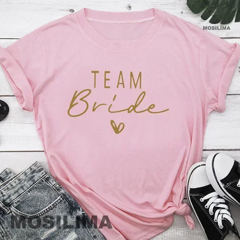 Women T Shirt Team Bride Bachelorette Party Shower Hen Party Bridesmaid Print T-Shirt 2026 Girls Wedding Female Polyester Tops