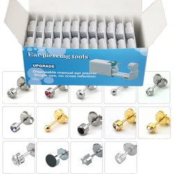 Pistola de perforación de oreja desechable, Kit de Piercing de seguridad, mĆ”quina de perforación de anillo de nariz, herramienta de joyerĆa corporal, 17 colores
