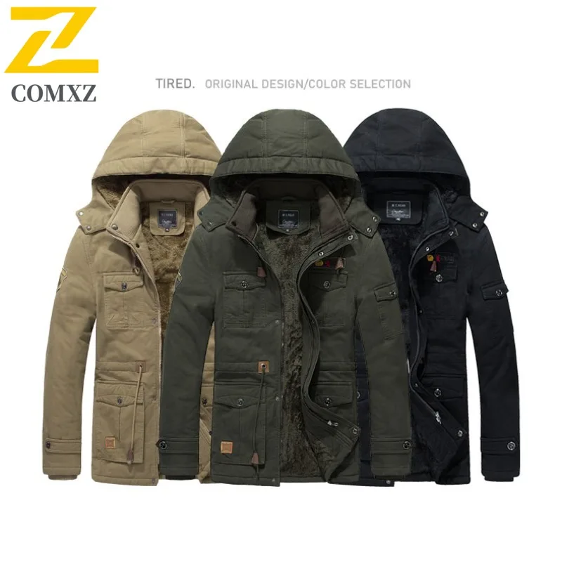

COMXZ Мужская хлопковая куртка премиум-класса в американском стиле, утолщенная теплая парка, однотонная дизайнерская удобная легкая зимняя куртка для путешествий