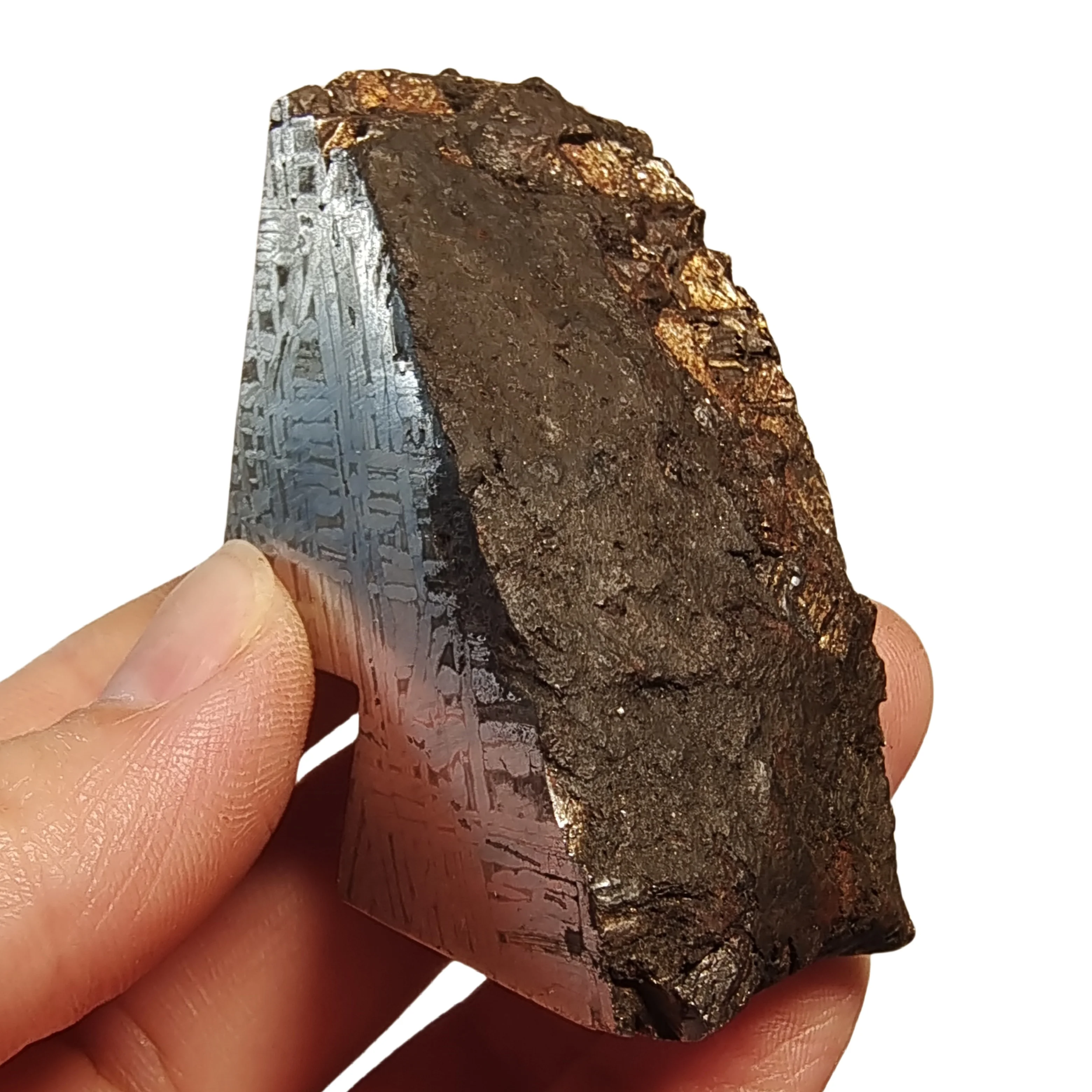 251.3g Muonionalusta Natural iron meteorite specimen section Iron meteorite materials Meteorite Specimen Collection -QC750