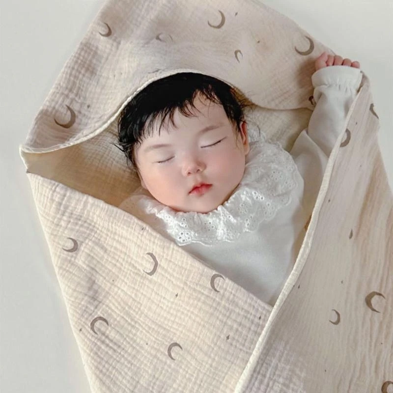 J15U بطانية أطفال لطيفة مكونة من أربع طبقات من القطن لحديثي الولادة بطانية متعددة الأنماط