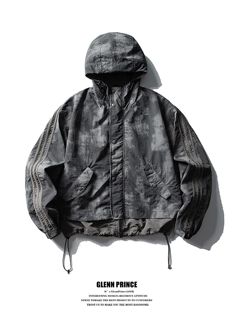 

Outdoor Lightweight Hooded Jacket for Men GPstudio Mountain Series Autumn Waterproof Climbing Sportswear Loose Fit Long Sleev...