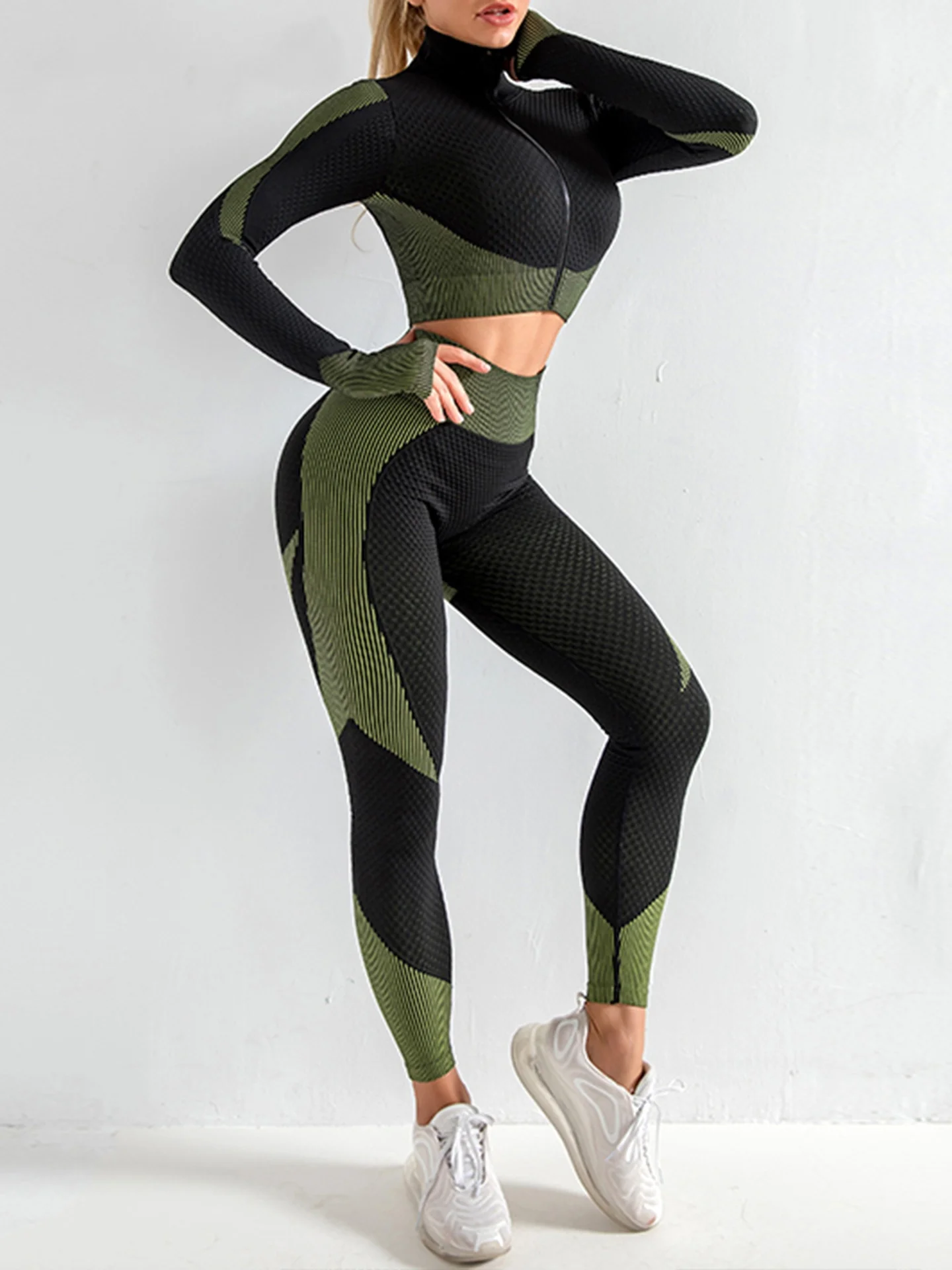 Jumpsuits Sports yoga suit fitness vest coat high waist yoga pants bodybuilding slimming three-piece set