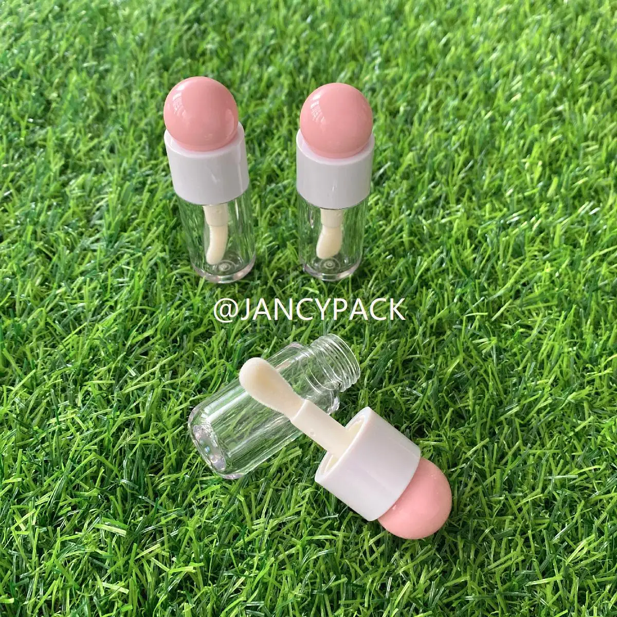 

10 шт., 4 мл, милая розовая белая крышка, пустая бутылка для блеска для губ, оптовая продажа, пластиковый круглый прозрачный контейнер для блеска для губ
