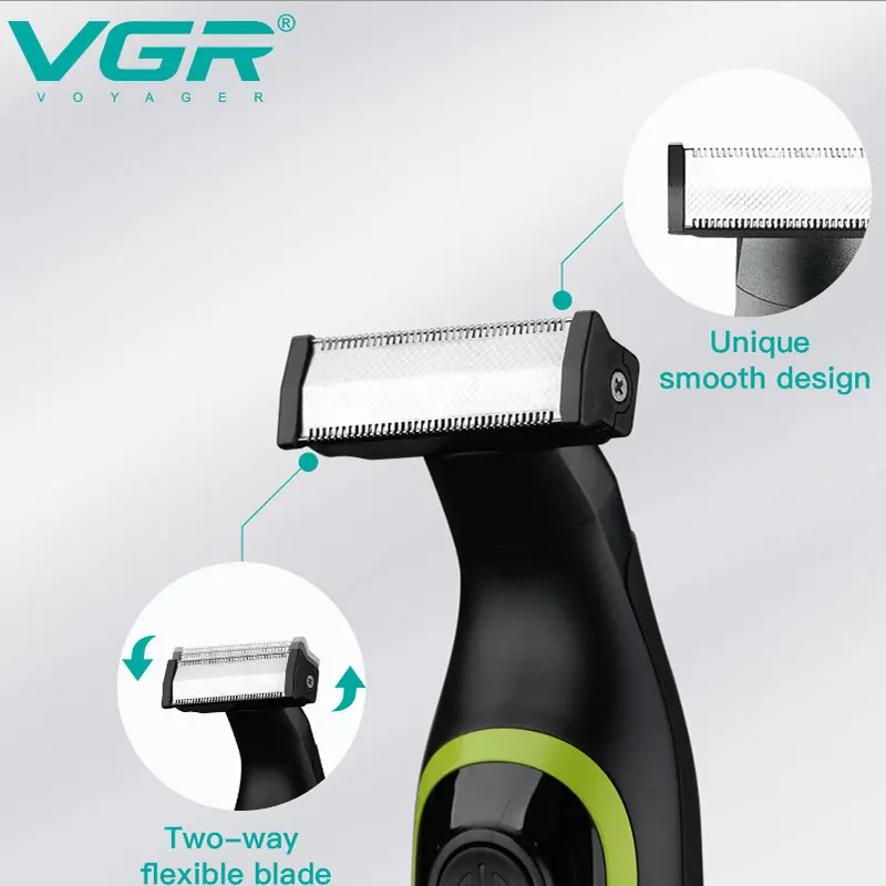 VGR Rechargeable Electric Shaver for Men Beard Trimmer Stubble Body Groomer Shaving Machine Wet Dry Facial Body Hair Trimmer