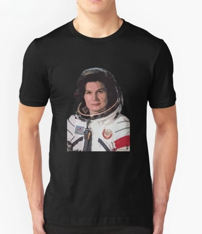 Soviet Space Program Propaganda Valentina Tereshkova Female Astronaut T-shirt Men\'S Short Sleeve O-Neck Shirt Tops Tees